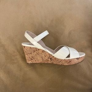 Prada shoes white patent leather wedges